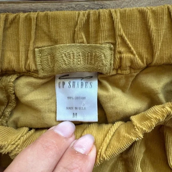 CP Shades organic cotton corduroy yellow mustard pull on pants elastic waist - Picture 6 of 7